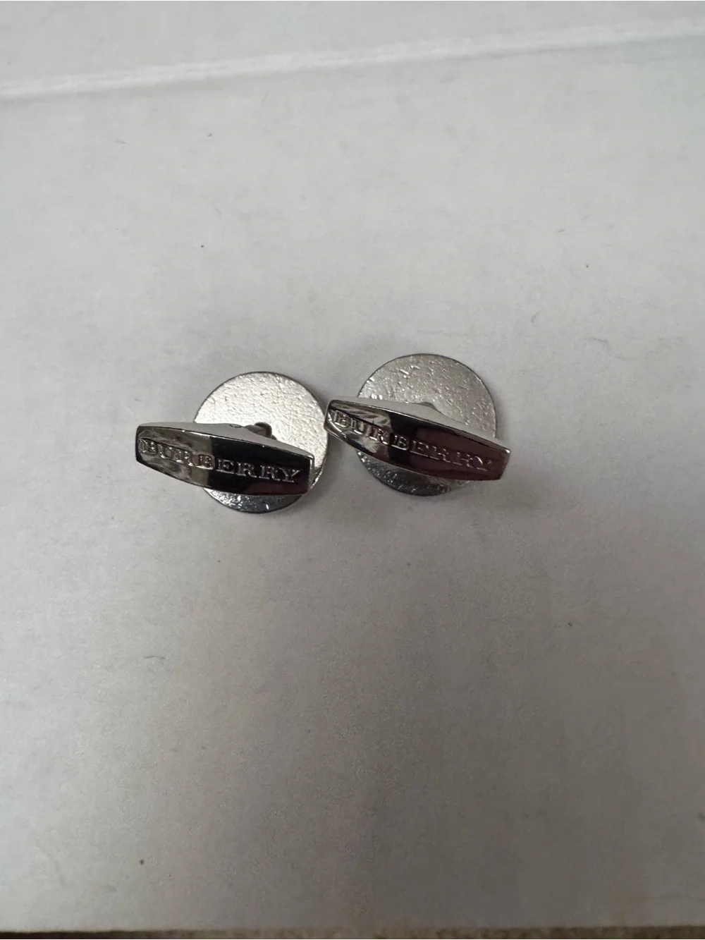 Authentic Vintage Burberry Round Nova Check Enamel Cufflinks - Silver-Tone